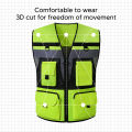 Safety Vest Waterproof Multiple Pockets Easy To Clean High Visibility Reflective Safety Vest Breathable for Construction Site. 