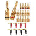 JOUYI 32PCS Banana Plugs Open Screw 24K Gold Plated Plugs with 24K Gold Plated Screw Type Pure Copper Right Angle Banana Plugs. 