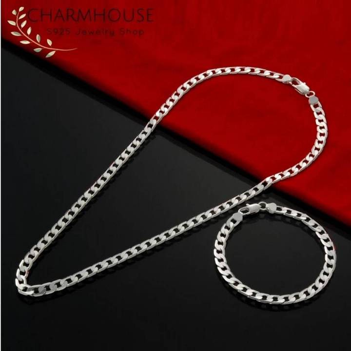 Metal Men Chain Bracelet & Necklace 2Pcs