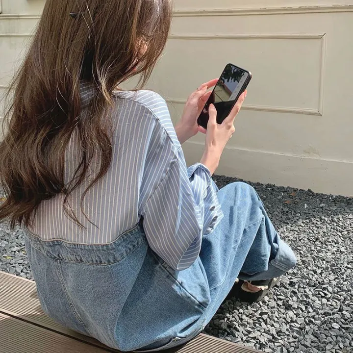Shirt%20Stitching%20Denim%20Jumpsuit%20Women's%20High%20Waist%20Loose%20Drooping%20Mop%20Trousers%20Niche%20Fried%20Street%20Wide%20Leg%20Straight%20Pants%20-%20Image%209