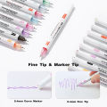 8pcs Dual Line Contour Markers, Dual Tip Curve Pens, Multicolor Fun Curved Pens, Quick Dry Markers Note Drawing Highlighter, Cur. 