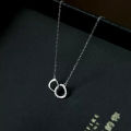 S925 sterling silver double-ring necklace women's cold wind ins light luxury niche design irregular interlocking clavicle chain. 