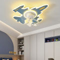 Aircraft Ceiling Fan Light Remote Control Children Boys Bedroom Fan Lamp Modern Blue Airplane LED Fan Ventilator Dimming Lights. 