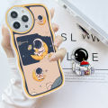 AMORVOR for Infinix Note 30 4G 5G Back Cover With Free Holder Astronaut Soft Wavy Phone Case Camera Protection Transparent TPU Soft Cover. 