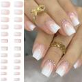 24pcs Nail Art Designs Nail Extensions Press-on Nails White   Square Nails French Nail Design False Nails. 