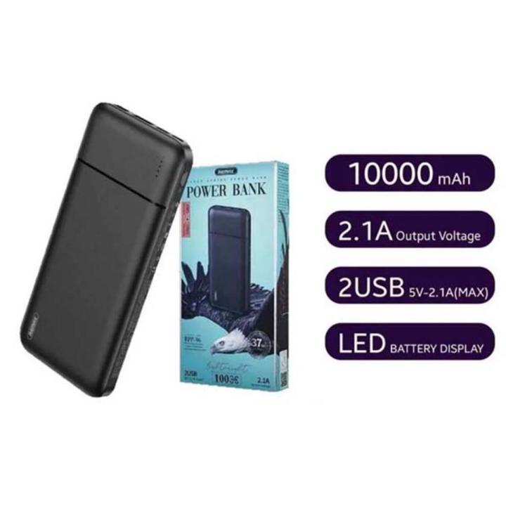 Remax RPP-96 Lango Series Dual USB Ports 10000mAh Fast Charge Power Bank - Black
