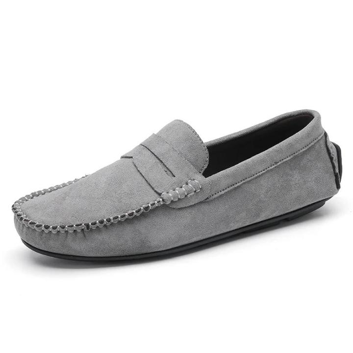 Men Casual Shoes Luxury Brand Mens Suede Loafers Moccasins Breathable Slip on Black Rubber Non-slip Driving Shoes Size 45 BunnyGarden