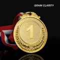 3PCS Metal Award Medals with Neck Ribbon Gold Silver Bronze Olympic Style for Sports Academics or Any Competition Diameter 5.1CM Small Wheat Pattern 123. 