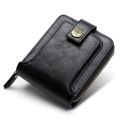 Men's small classic genuine leather wallet men's short wallet with buckle and zipper solid port ville clutch for men. 