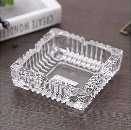 Crystal Heavy Glass Ashtray for Indoor and Outdoor Decorative (Square)