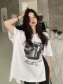 Gray Split T T-shirt Women's Short-Sleeved American Retro Design Niche Chic Top Women's Summer 2023 New half sleeve.
