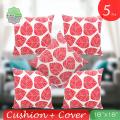 Cotton Cover With Pillow, Red, (18"x18"), Set of 5. 