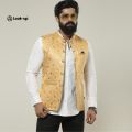 Weading Wear Printed Poly Silk Slim Fit Mens Festive Wear Waistcoat.