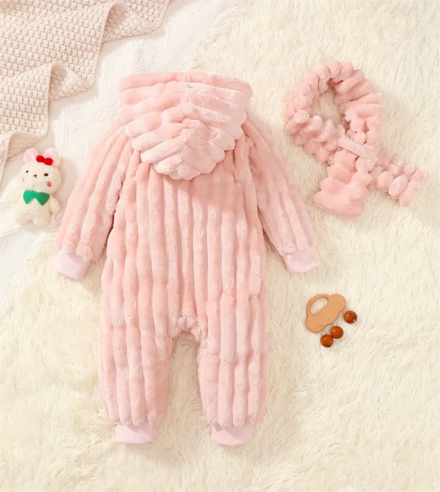 NEW）1-24 Months Newborn Baby Girl 2pcs Clothes Set Pink Plush