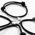 4pcs/set Four-leaf Clover Magnetic Couple Bracelet for Best Friend Women Men Adjustable Braided Bracelet Friendship Jewelry Gift.