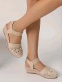 Women Wedge Heel Espadrilles Closed Toe Slingback Shoes Slip Sandals TDW-L69BE.