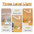 360° Flexible Table Lamp Double Head LED Clip lamp Study Reading Light Rechargeable Clamp Desk Light for Bedroom Office Dorm. 