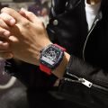 Men Skeleton Dial Sport Watches Men Fashion Style Silica Gel Strap Waterproof Quartz Watch.