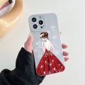 BILI for OPPO F15 / A91 / Reno3 4G Back Cover Red Dress Girl Frosted Plating Lens Protection Soft Silicone Phone Cases. 