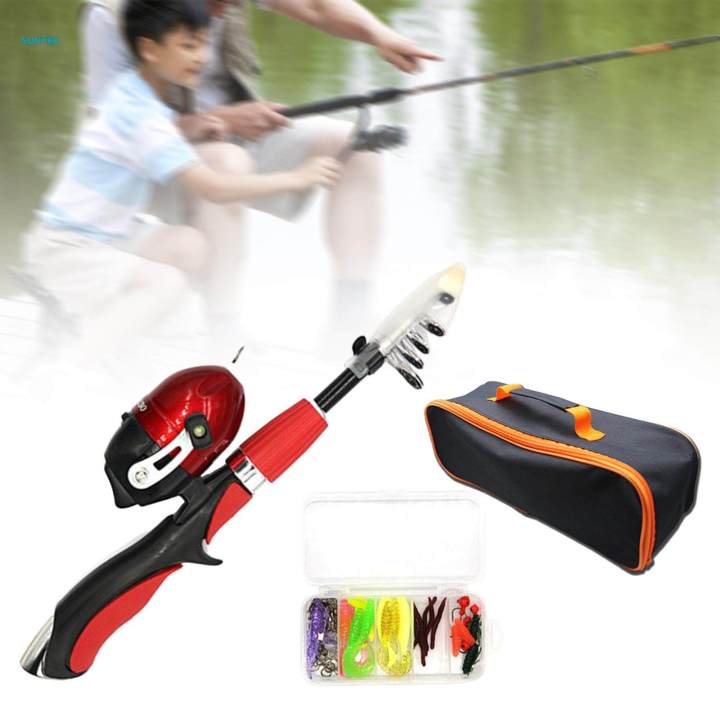 Kids Fishing Rod Telescopic Fishing Rod and Reel Combo Kits with Fishing Reel Traveling Kid Fishing Pole for Travel Birthday Gifts