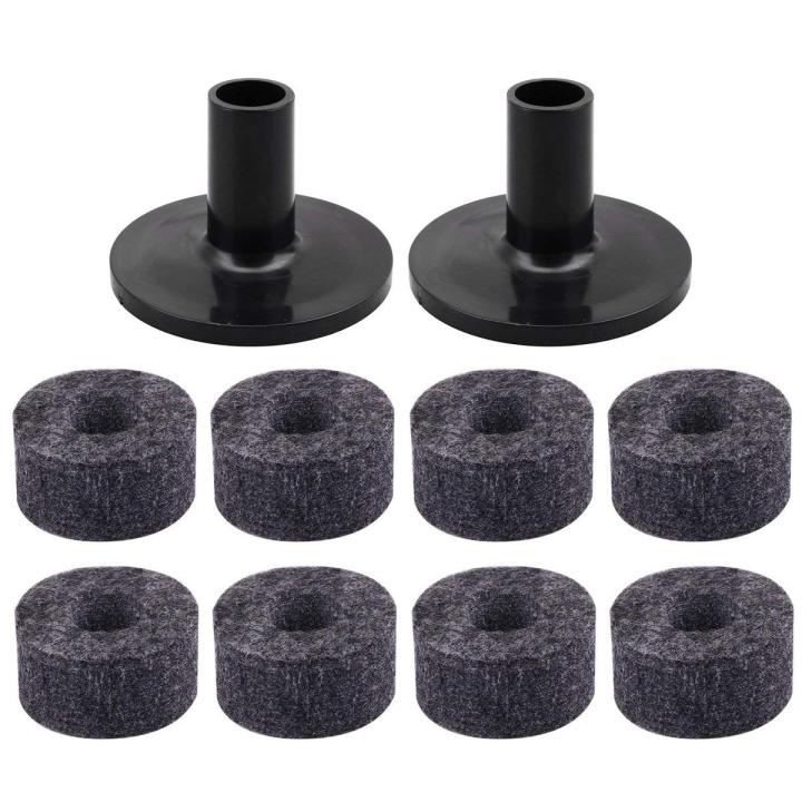 8PCS Cymbal Stand 25mm Felt Washer + 2PCS Cymbal Sleeves Replacement for Shelf D Kit