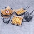 YES LADY Metal Wire Basket Black Display Basket Chips Barrel Fast Food Holder Potato for Kitchen Restaurant French Fries Basket Tableware Snack Container Food Bucket. 