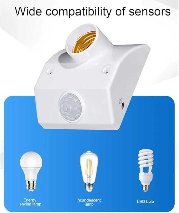 Human Infrared Motion PIR Censor Light Lamp Holder Switch, B22-E27 Lamp Holder Converter with Motion Sensor Holder for Lighting