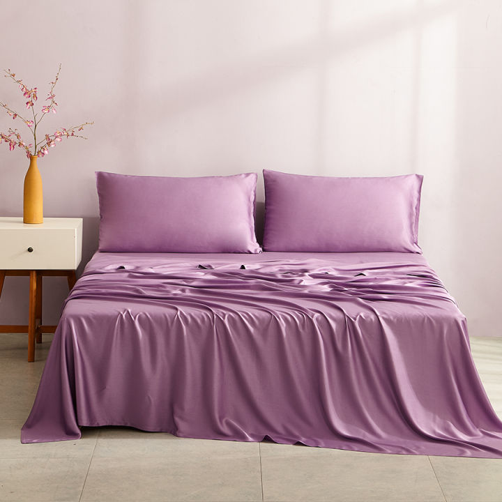 Luxury%20Silk%20Microfiber%20Rose%20Sheet%20Set%20two%20pcs%20pillow%20cover%20and%20one%20Flat%20sheet%20Fitted%20Sheet%20Bedding%20Set%20-%20Image%202