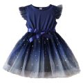 GC Toddler Baby Girl Tulle Tutu Dress Round Neck Ruffle Sleeve Outfit Star Sequins Bow Waistband Princess Dress. 