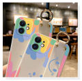 【3C VictoryEagle】Hontinga for Oppo A5s A7 A12 a12s A7 A12 a12s strap case soft candy color splash ink trend square printed liquid silicone phone case.