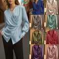 Women’s Soft Satin Silk Top – Stylish Wrap Design.