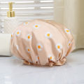 Daisy shower cap women's waterproof bath household double-layer waterproof women's shower cap oilproof shampoo bath cap can be issued on behalf of the family. 