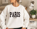 Paris France Sweatshirt Trendy Varsity Sweatshirt 100% Cotton fashion Vintage unisex Long Sleeve sweatshirt. 