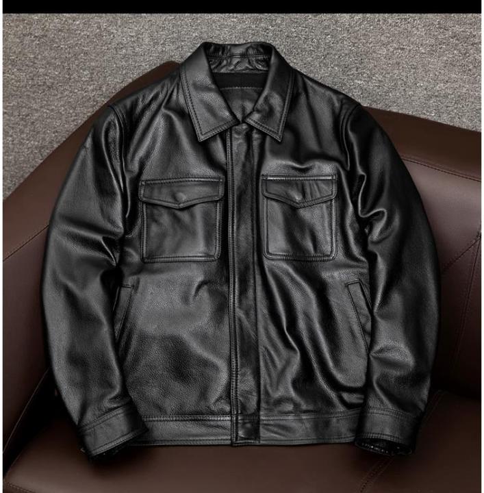 Wholesales.100%25%20Genuine%20Leather%20jacket.Classic%20casual%20black%20Men%20cowhide%20clothes.quality%20plus%20size%20leather%20coat.Father's%20gift%20-%20Image%202