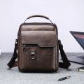 Vintage PU Crossbody Bags Mens Leather Mobile Phone Pouch Multi-pocket Men Shoulder Bag Solid Waterproof for Travel Business. 