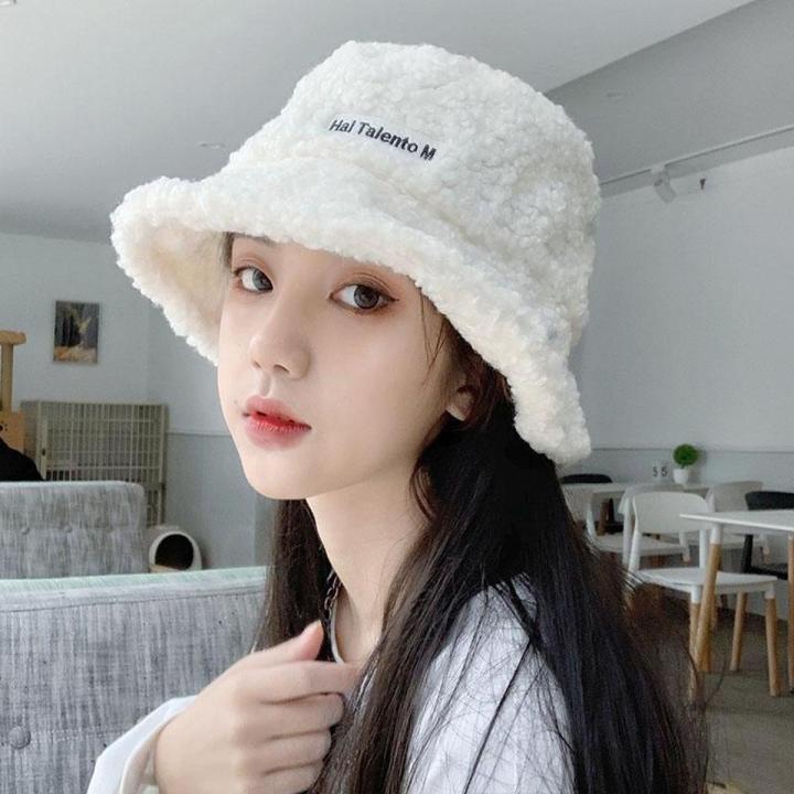 2021 New Hats for Women Autumn Winter Bucket Hats Lamb Plush