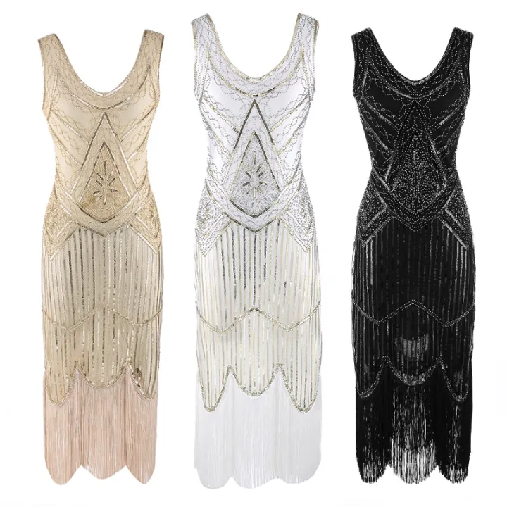 2020%20Newest%20Women's%201920s%20Vintage%20Sequin%20Full%20Fringed%20Deco%20Inspired%20Flapper%20Dress%20Roaring%2020s%20Great%20Gatsby%20Dress%20Vestidos%20-%20Image%203