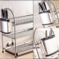Stainless Steel Dish Rack Set 3-Tier Kitchen Organizer - Organize Your Kitchen Utensils Efficiently With This Sturdy Stainless Steel Dish Rack Set. 