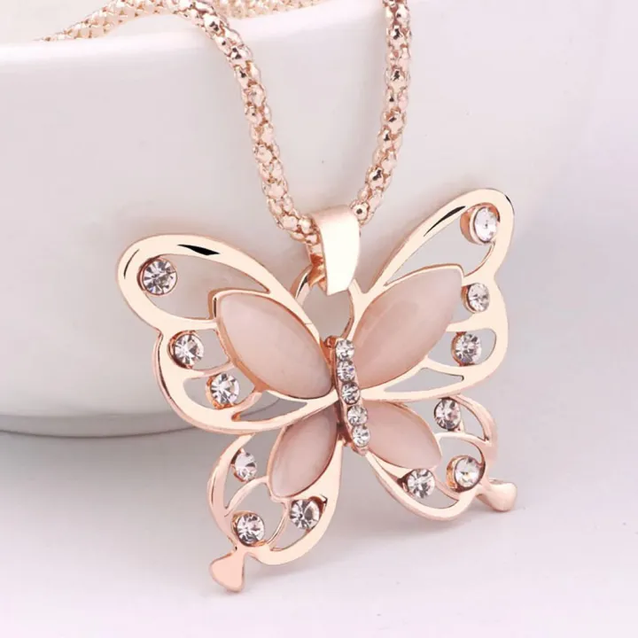%E3%80%90The%20road%20to%20happiness%20Store%E3%80%91Neaklace%20for%20women%20Fashion%20Women%20Rose%20Gold%20Butterfly%20Charm%20Pendant%20Long%20LKTTT%20-%20Image%203