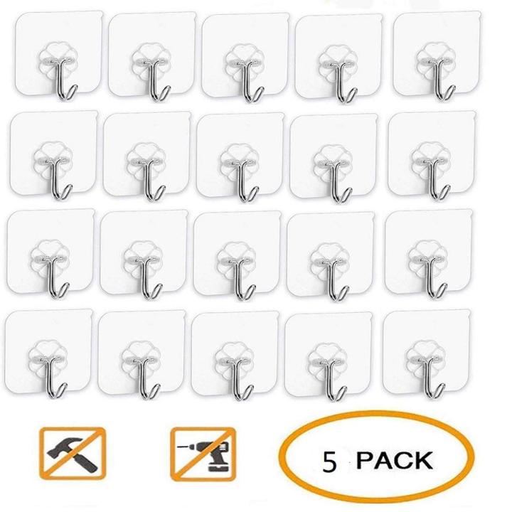 5 / 10 / 20pcs Wall mounted Square stainless steel Self Adhesive Hook ...