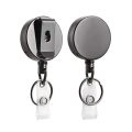 2 Pack Heavy Duty Retractable Badge Holder Reel,Metal ID Badge Holder with Belt Clip Key Ring for Name Card Keychain Black - Black. 