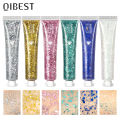 QIBEST Highlighter Powder Glitter Sequins Gel Shimmer Contour Blush Powder Makeup For Face Body Highlight Makeup 6 Colors 4g. 