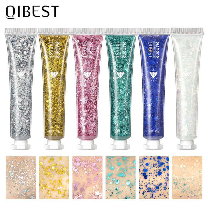 QIBEST%20Highlighter%20Powder%20Glitter%20Sequins%20Gel%20Shimmer%20Contour%20Blush%20Powder%20Makeup%20For%20Face%20Body%20Highlight%20Makeup%206%20Colors%204g%20-%20Image%202