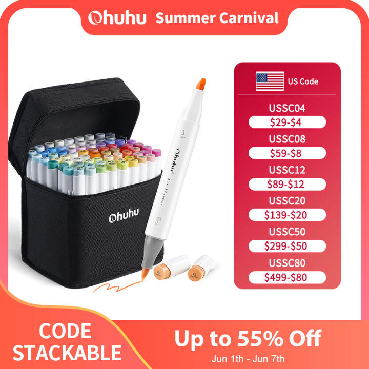 marker set ohuhu markers brush tip amazon