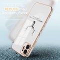 Hontinga for Infinix Smart 5 Back Cover + Free Lanyard Luxury 6D Plating Cartoon Lucky Deer Side Pattern Case Soft Silicone Square Phone Cases.