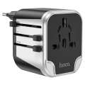 Hoco Universal Travel Plug Adapter AC5 Dual Port Rotating Charging -Black. 