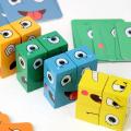 Kids Face Change Cube Game Montessori Expression Puzzle Building Blocks Toys Early Learning Educational Match Toy for Children. 