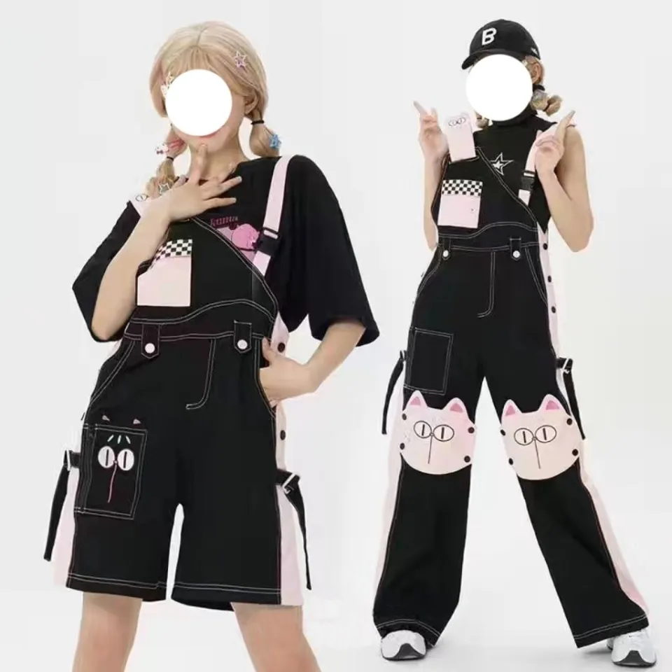 Summer Black Pink Suspender Trousers Two-Piece Set Girlfriends