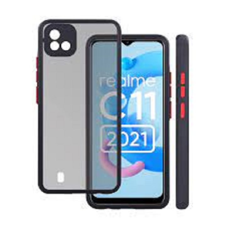 Realme C11 (2021) Back Cover Protective Shockproof Matte | 360 Degree Protection | Hard Back Smoked Case Cover for Realme C11 (2021) (Black)