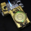 Windproof Luxurious Led Inflated Turbo Jet Torch Gold Watch - gas li2ghter. 